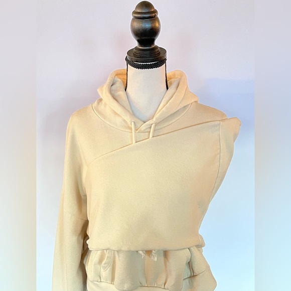 Cream Cropped Dolman Hoodie - Picture 3 of 11